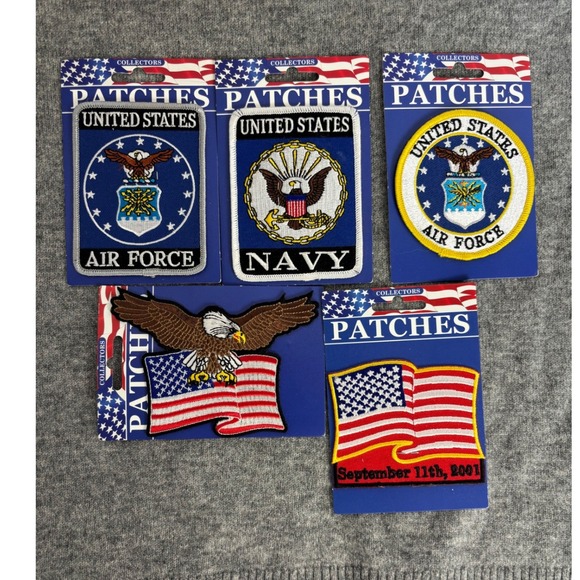 Collectors Patches Other - Lot of 5 US Military Patches Air Force Navy American Flag 9/11 Commemorative NEW